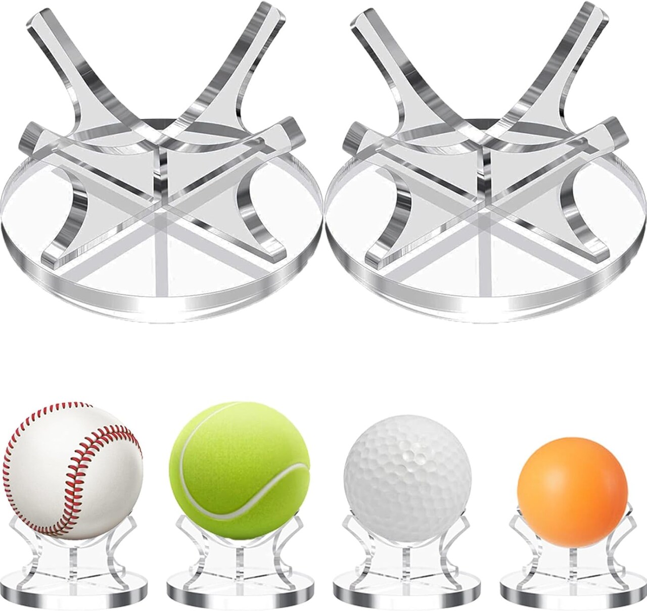 2Pcs Acrylic Baseball Holder Display Case Display for Balls Suitable for Baseball, Golf Softball, Tennis Ball Spheres, Thanksgiving Pumpkin Ball, Wooden Eggs Clear Baseball Stand
